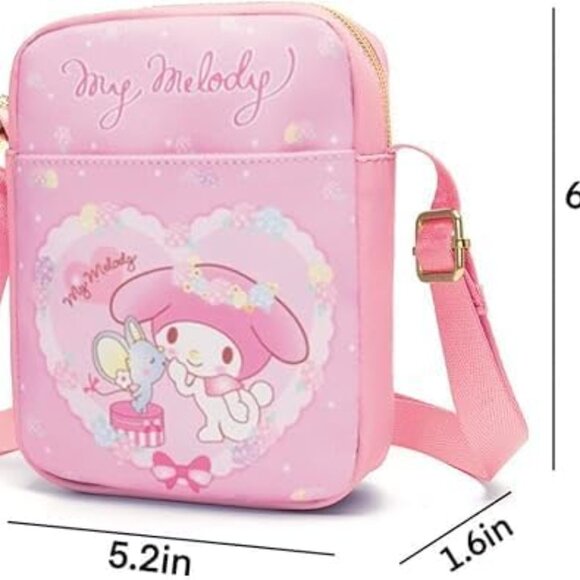 Cute cartoon-themed mini crossbody shoulder bag in My Me color with zipper closu - Picture 2 of 5